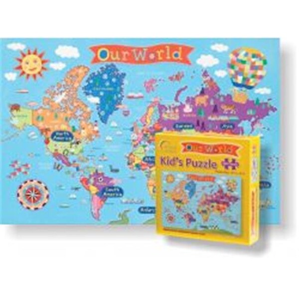 Round World Products RWPKP01 24 x 36 in. World Jigsaw Puzzle for Kids RWPKP01 - main
